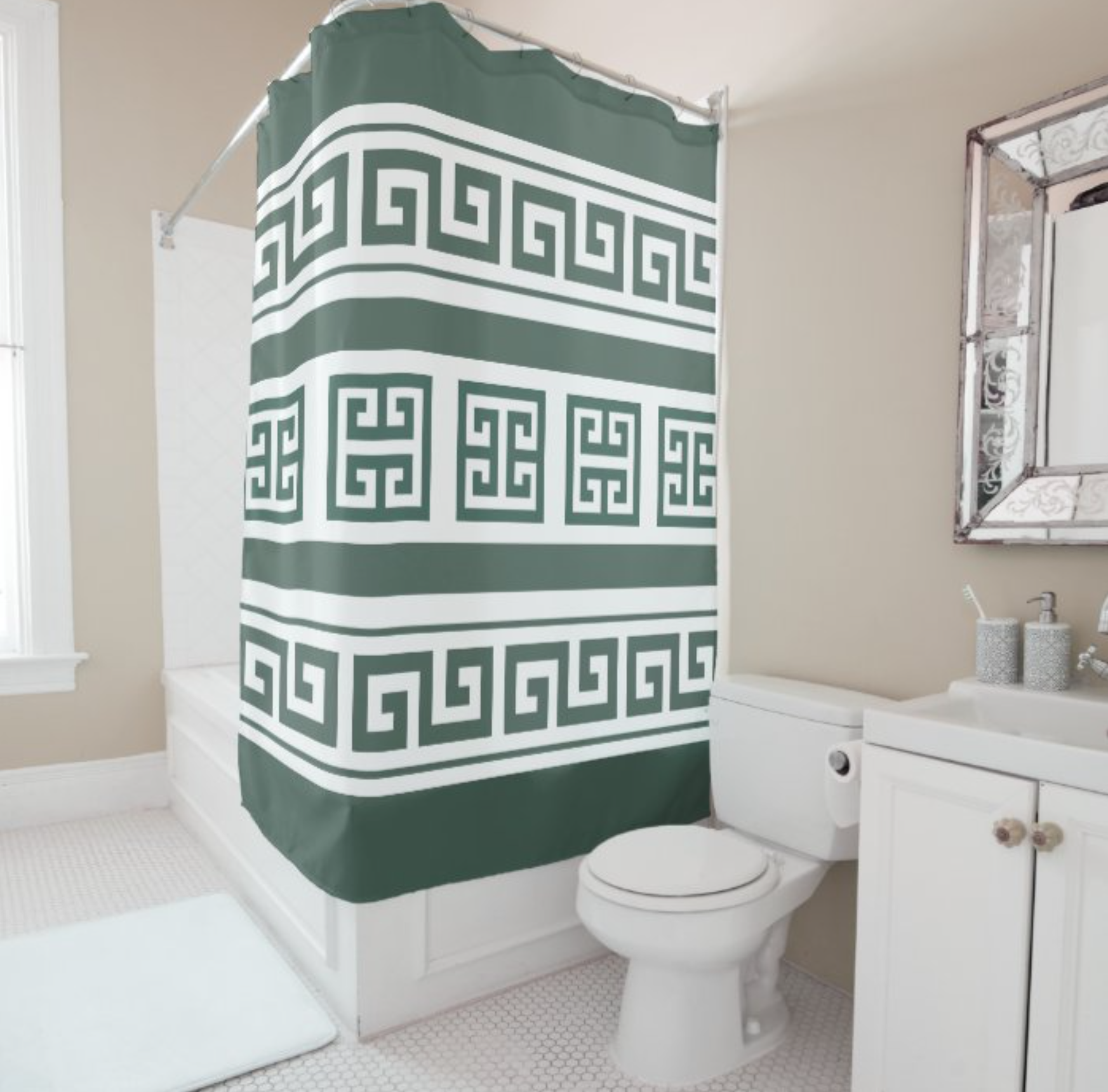 Greek Key Shower Curtain