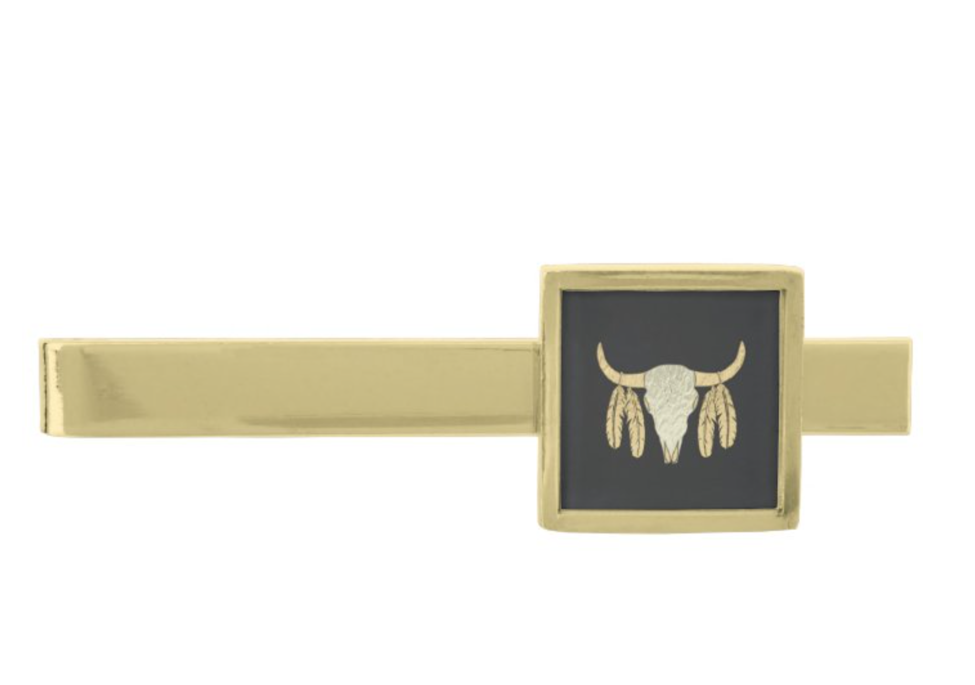 Buffalo Skull Gold Finish Tie Bar