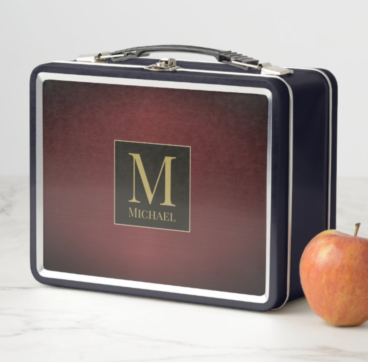 Red Metallic Metal Lunch Box