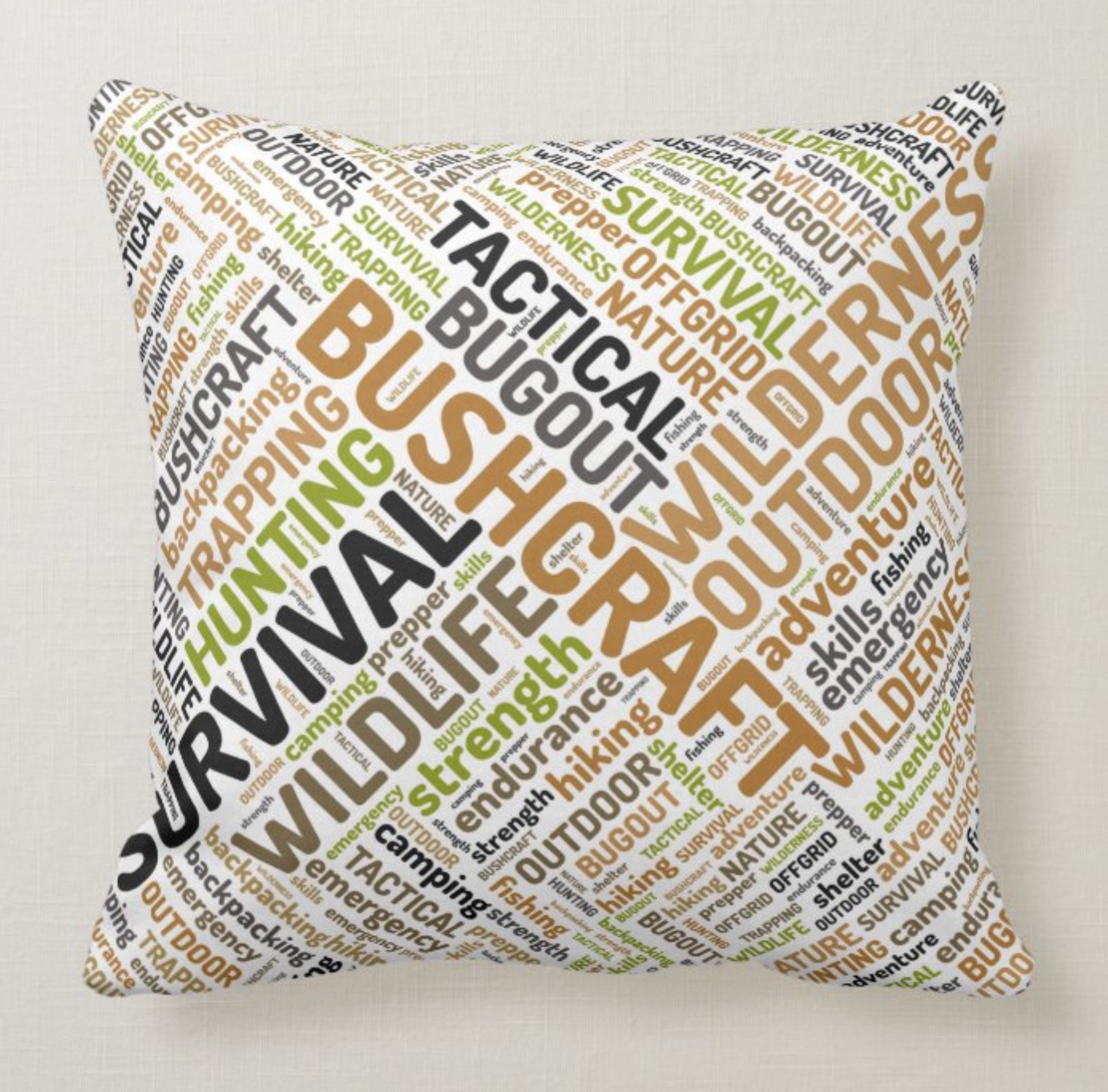 Bushcraft Word Cloud Throw Pillow