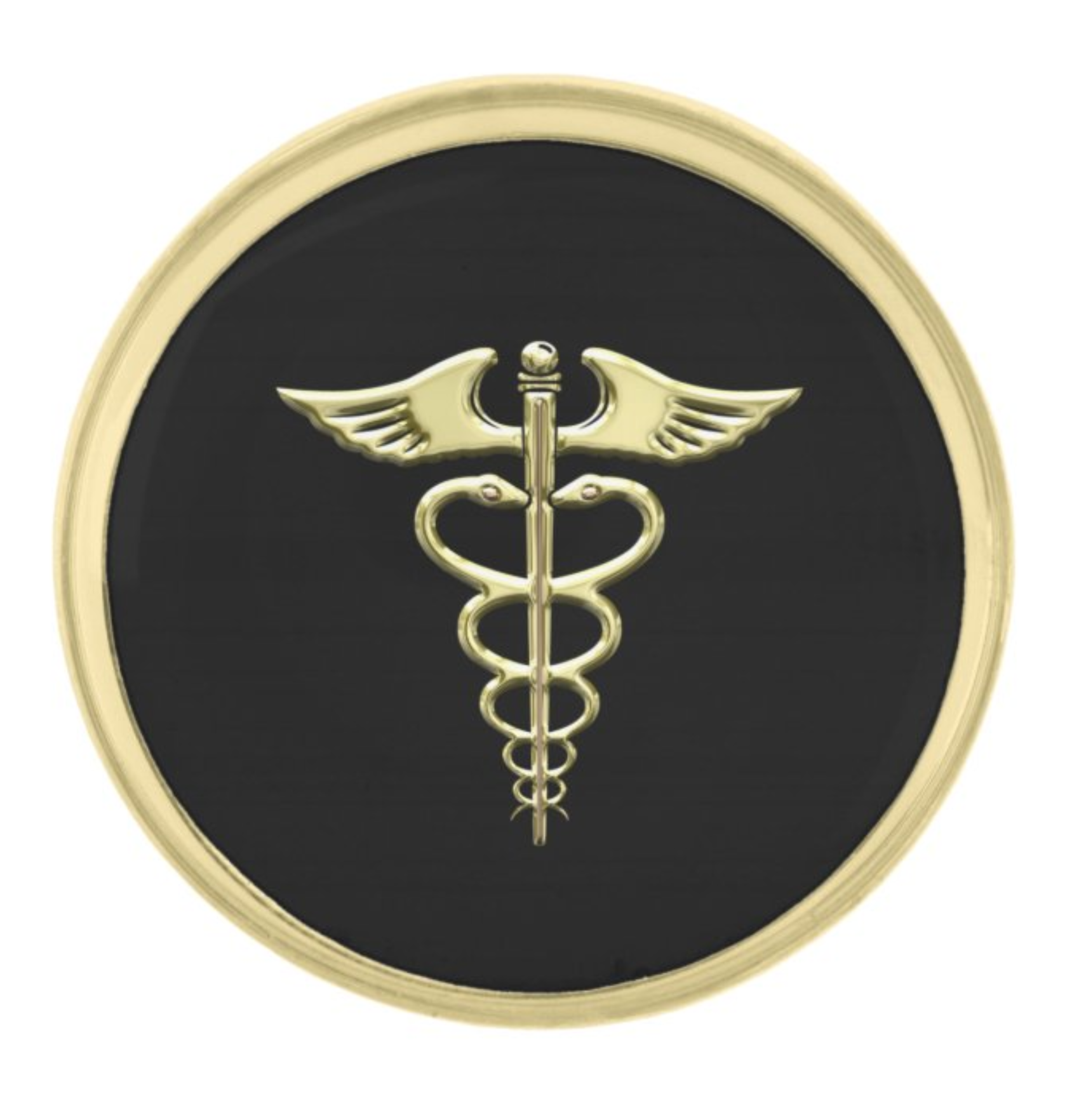 Gold Caduceus Gold Finish Lapel Pin