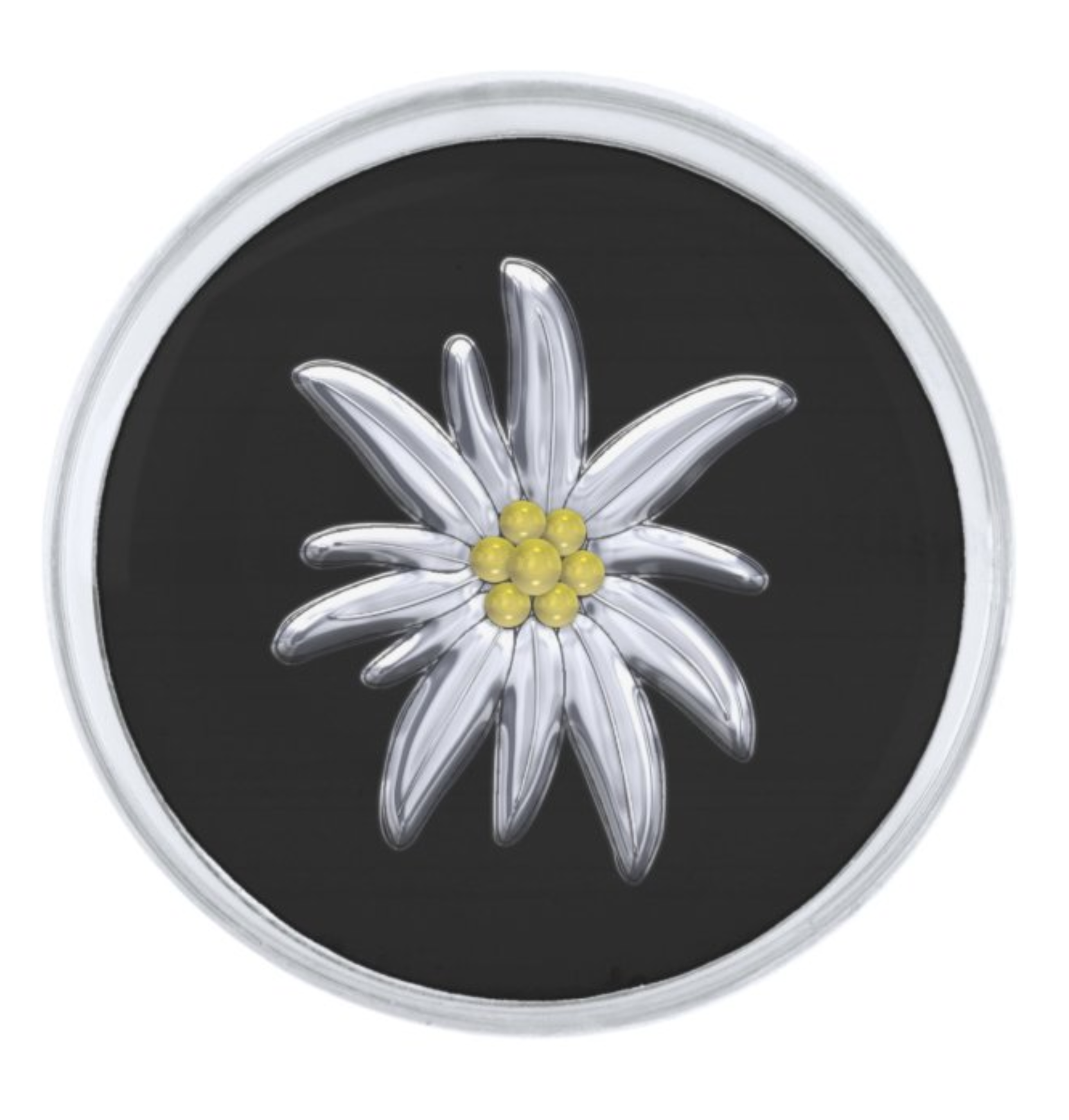 Silver Edelweiss Silver Finish Lapel Pin