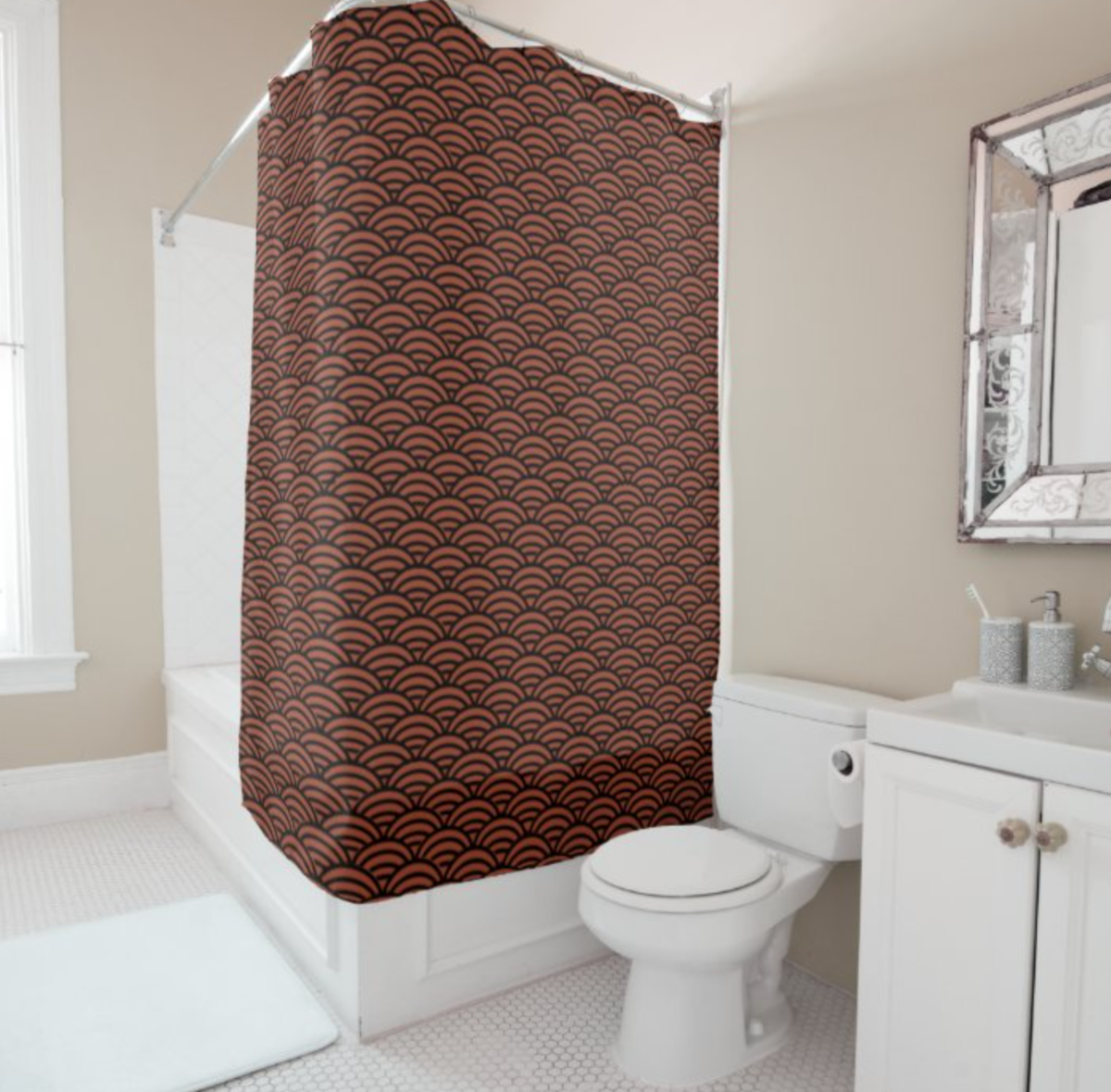 Seigaiha Pattern Shower Curtain
