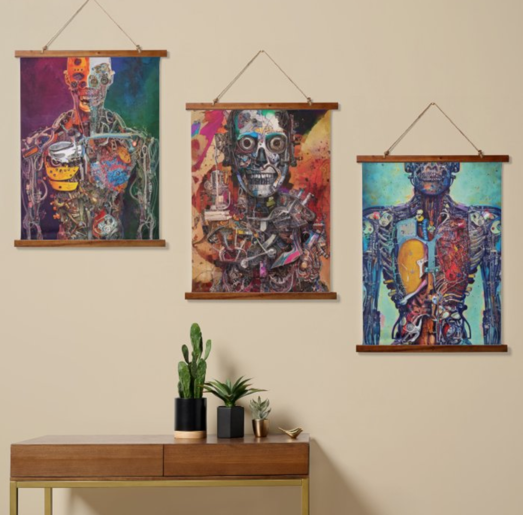 Abstract Anatomical Cyborg Hanging Tapestry