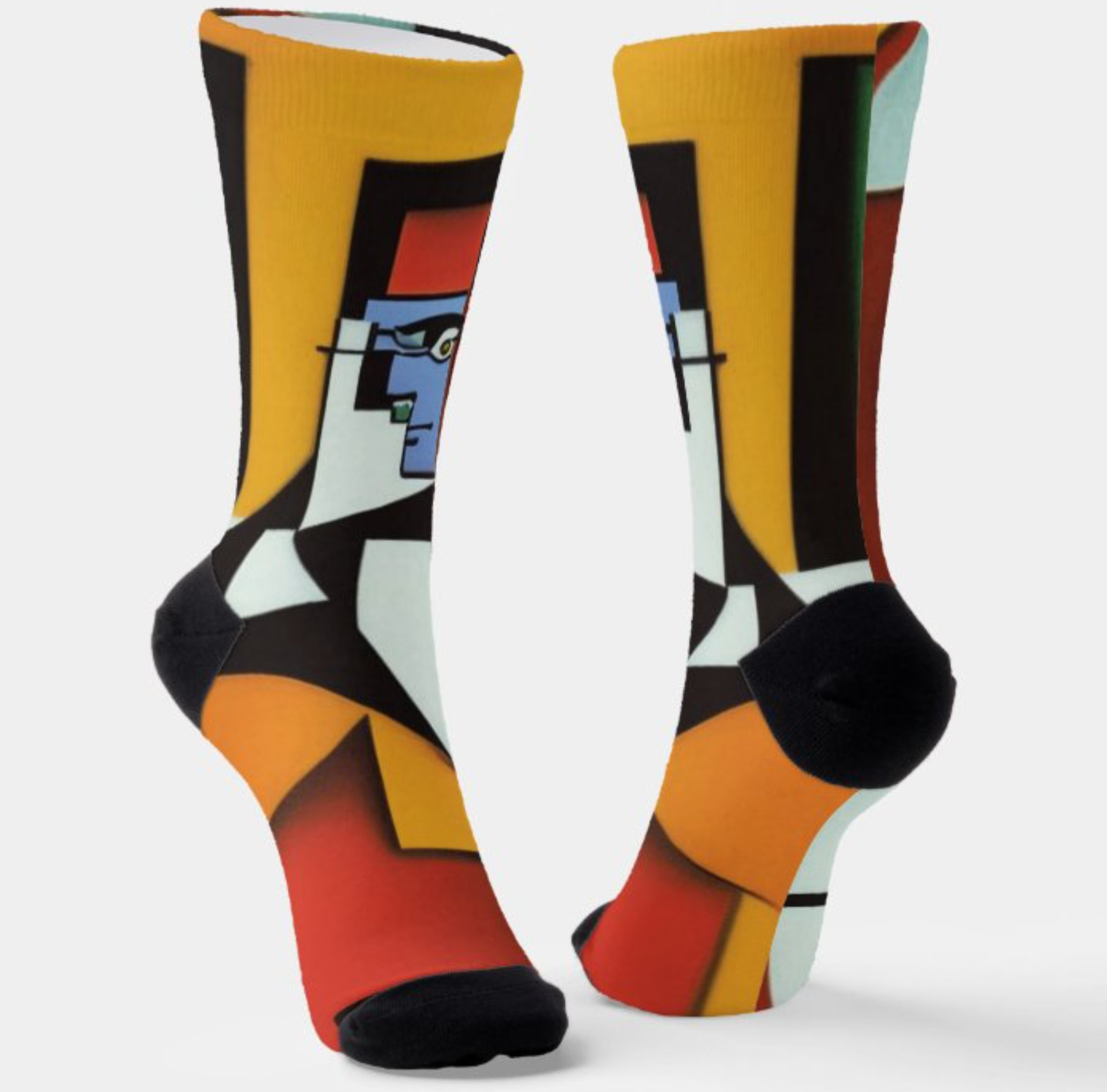 Abstract Bartender Cubist Socks