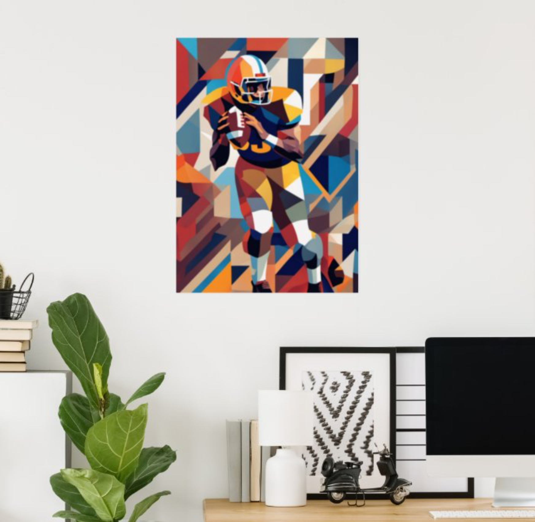 American Football Player Cubist Poster