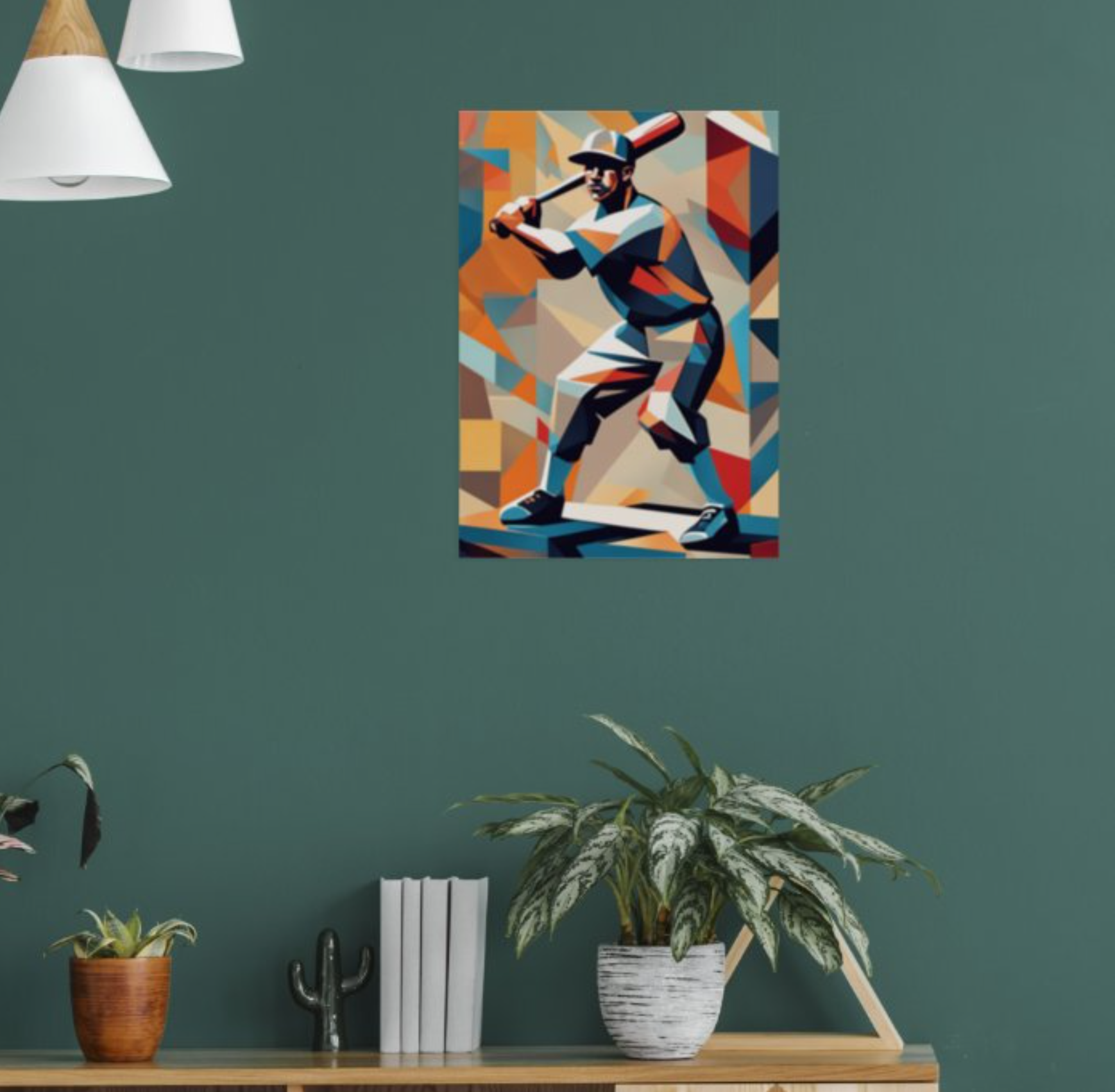 Baseball Player Cubist Poster