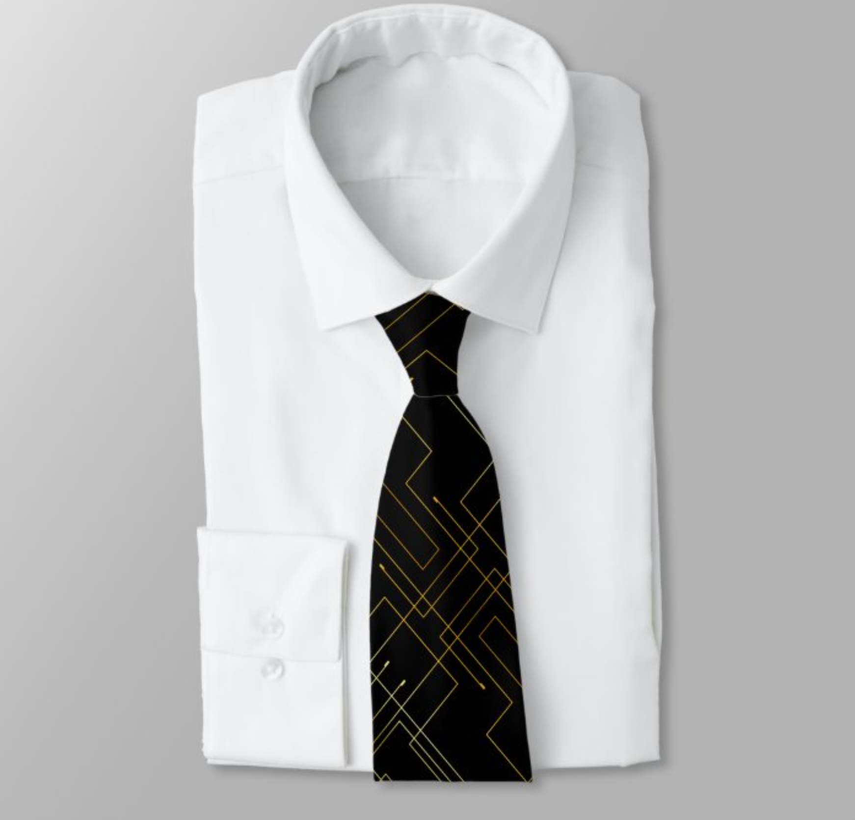 Abstract Gold Foil Neck Tie