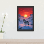 Lone Wolf Stands Against The Sunset Framed Art