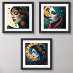 Nautilus Arabesque Woman Portrait Wall Art Sets
